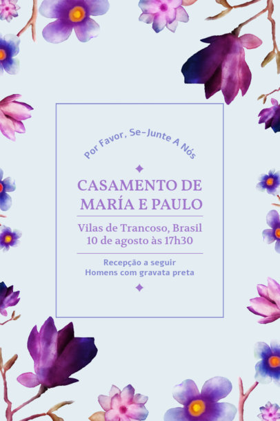 Invitation Card Creator for a Wedding Celebration with Hand-Painted Flowers 4470g