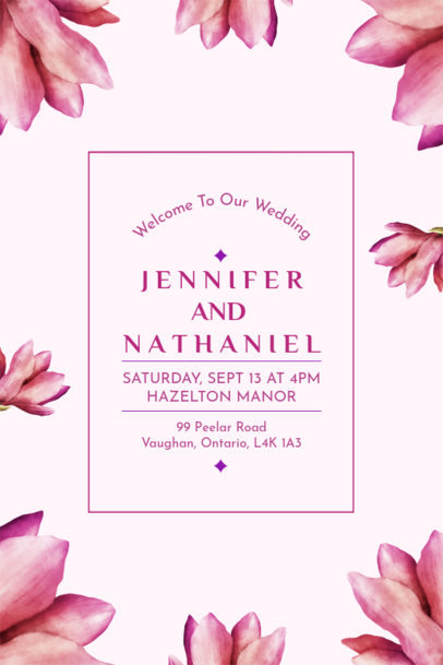 Invitation Card for a Wedding Featuring Floral Watercolor Paintings 4470h