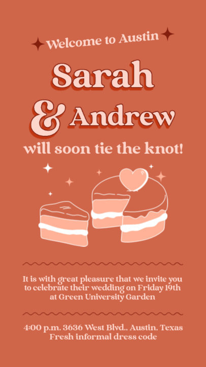 Instagram Story Template for an Invitation Featuring a Wedding Theme and a Cake Clipart 4472a