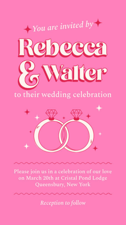 Instagram Story Template for a Wedding Invite Featuring Unique Fonts and Diamond Rings 4472e