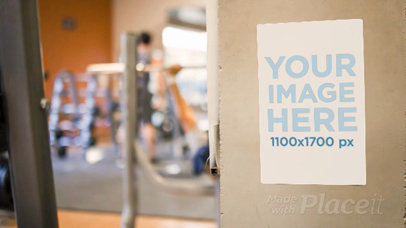 Video of a Poster Glued to a Concrete Wall at a Gym
