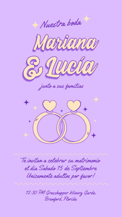 Wedding-Themed Instagram Story Creator for an Invitation Featuring Two Illustrated Rings