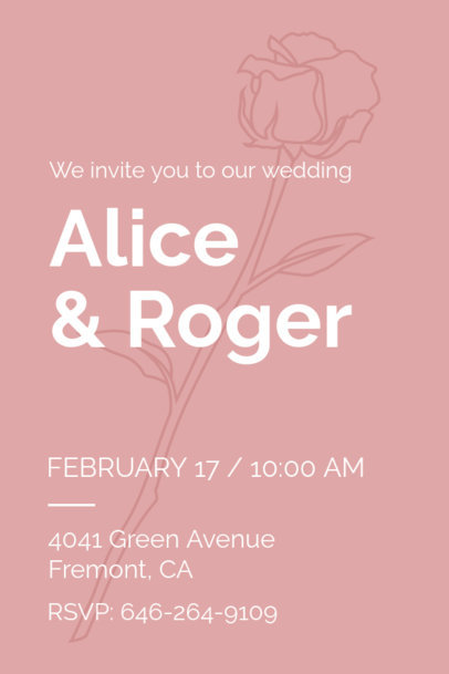 Invitation Card Creator for a Wedding with a Line Art Graphic of a Flower