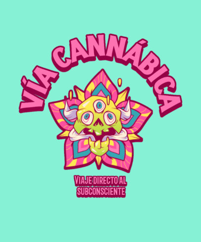 Cartoonish T-Shirt Design Template with a Cannabis Theme
