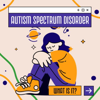 Instagram Post Design Template for an Illustrated Carousel About Neurodiversity