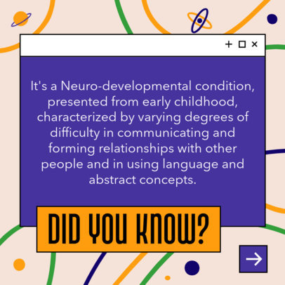 Instagram Post Design Template for an Informative Carousel About Neurodiversity