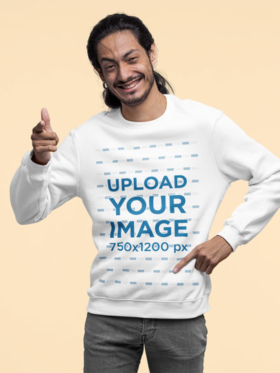 Sweatshirt Mockup of a Happy Man Acting Friendly