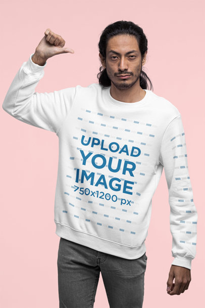 Mockup of a Man Wearing a Sweatshirt with a Confident Expression