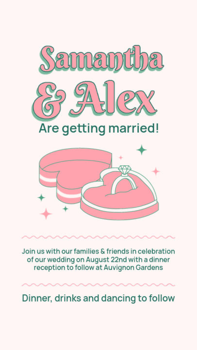 Instagram Story Creator for a Wedding Invitation Featuring an Engagement Ring Clipart