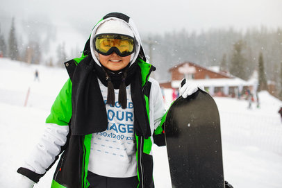 Hoodie Mockup Featuring a Happy Female Snowboarder m20222-r-el2