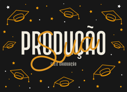 Greeting Card Design Template Featuring a Graduation Cap-Pattern Background