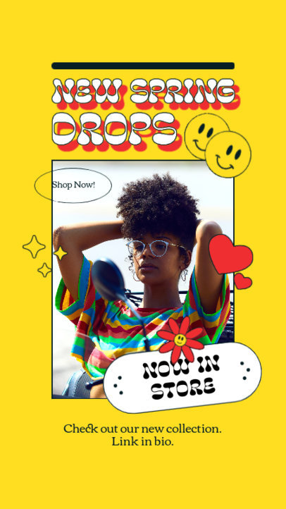 Instagram Story Creator for a Spring Collection Featuring 60's-Inspired Graphics