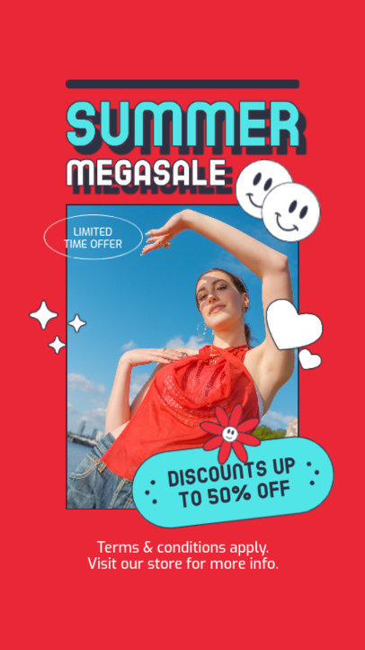 Instagram Story Maker for Summer Discounts Featuring Illustrated Graphics