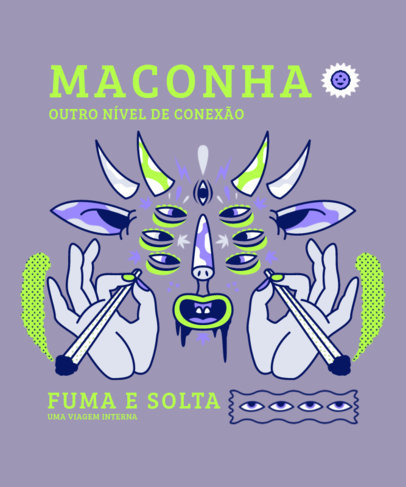 420-Theme T-Shirt Design Template Featuring Psychedelic Illustrations