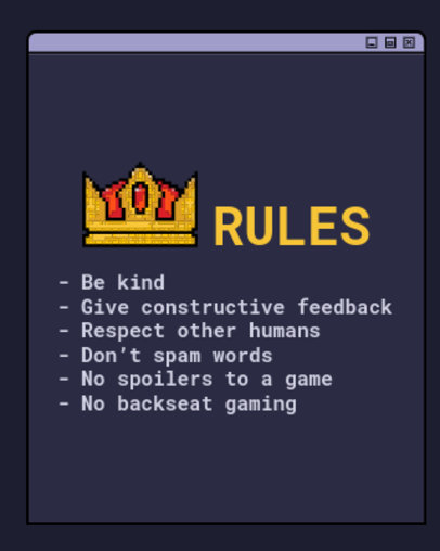Twitch Rules Panel Generator Featuring an 8-Bit Crown Graphic 4480b