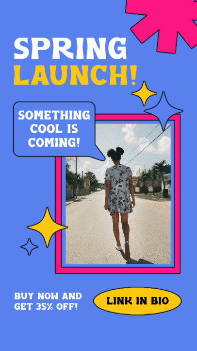 Fashion-Themed Instagram Story Creator Featuring Colorful Graphics for a Spring Sale