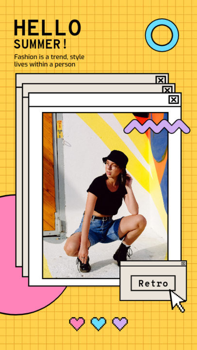 Instagram Story Template with Retro Computer Tabs for a Summer Streetwear Drop