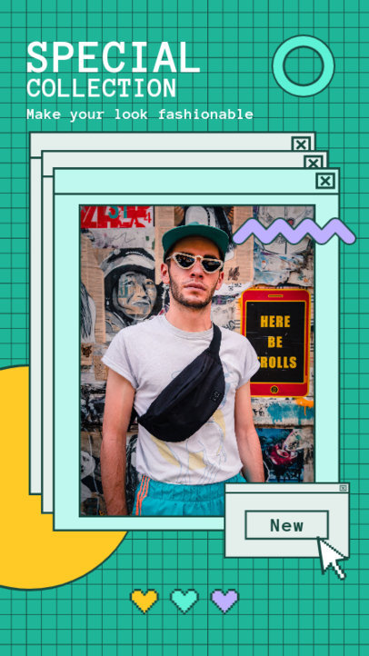 Instagram Story Generator for a Fashion Collection Promo with Retro Graphics