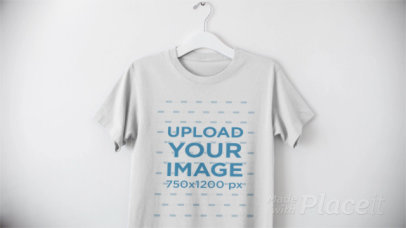 T-Shirt on a Hanger Video Mockup Against a White Background