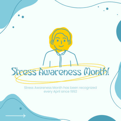 Instagram Post Creator with Illustrations for a Stress Awareness Month Carousel