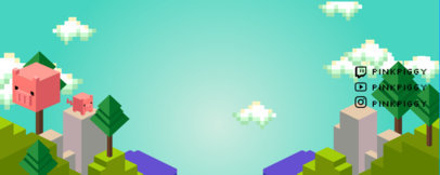 Twitch Profile Banner Template Featuring a Landscape Background Inspired by Minecraft