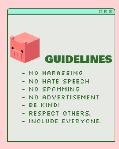 Twitch Rules Panel Template Featuring a Minecraft-Inspired Pig Clipart 4480a