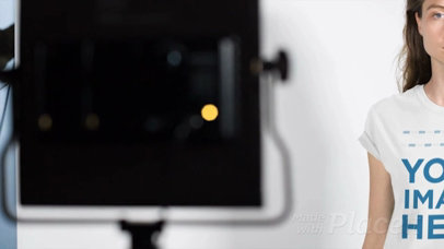 Smiling Young Woman Wearing a T-Shirt Video at a Photo Session