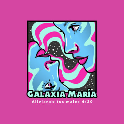 Logo Template for Cannabis Products Featuring Psychedelic-Styled Illustrations