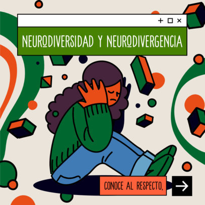Instagram Post Maker with an Illustration About Neurodiversity