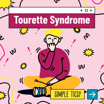 Illustrated Instagram Post Creator with a Tourette Syndrome Theme