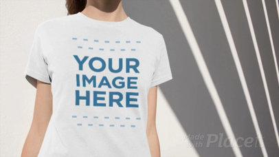 Girl with a Pony Tail Wearing Sunglasses and a Round Neck Tee Video in the Shade on a Sunny Day a12918