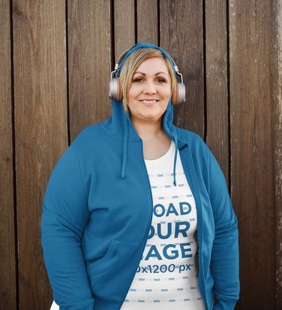 Mockup of a Happy Woman Wearing a Plus Size Tee to Exercise m23531-r-el2