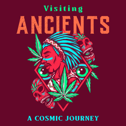 Cannabis Brand Logo Template Featuring an Illustration of a Man Surrounded by Marijuana Leaves