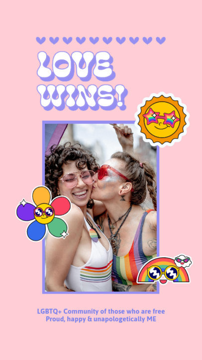 Instagram Story Design Template for Pride Month with Fun Sticker Graphics