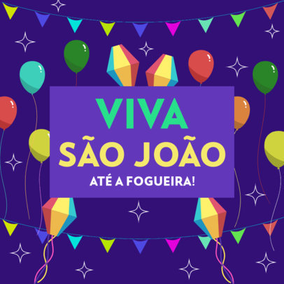 Instagram Post Template With a Festa de São João Theme and Balloon Graphics 4496e