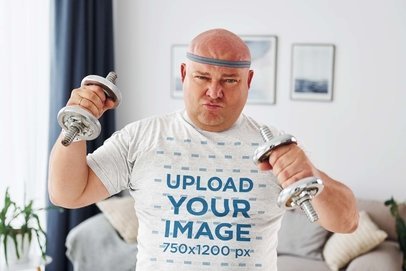 T-Shirt Mockup Featuring a Strong Man Working Out m23347-r-el2