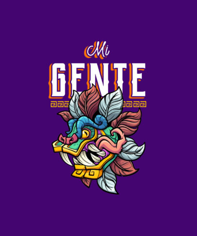 Illustrated T-Shirt Design Template for Cinco de Mayo with Mexican Pre-Hispanic Characters