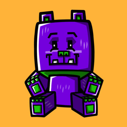 Minecraft-Inspired Twitch Sub Badge Template Featuring a Purple Bear Clipart 5025 