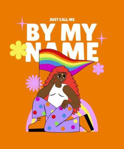 T-Shirt Design Creator Featuring an LGBTQ Illustrated Character and a Pride Flag Graphic