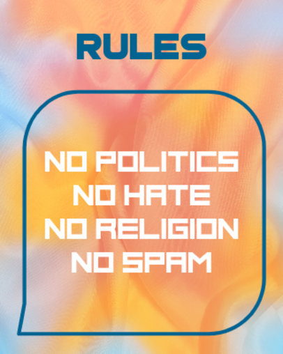 Twitch Info Panel Maker Featuring a List of Rules and a Colorful Background