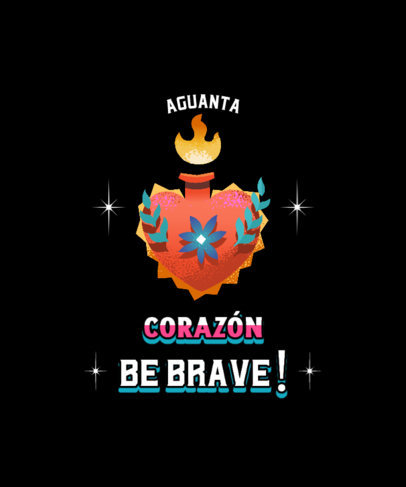 Cinco de Mayo-Themed T-Shirt Design Template With a Heart Illustration