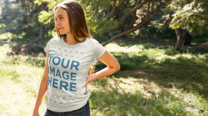 Woman Wearing a T-Shirt Cinemagraph While Staring at the Nature