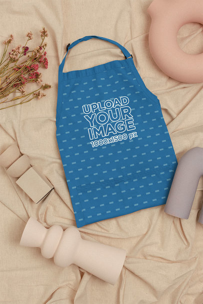 Mockup of a Flat-Laid Apron Featuring a Pottery Theme