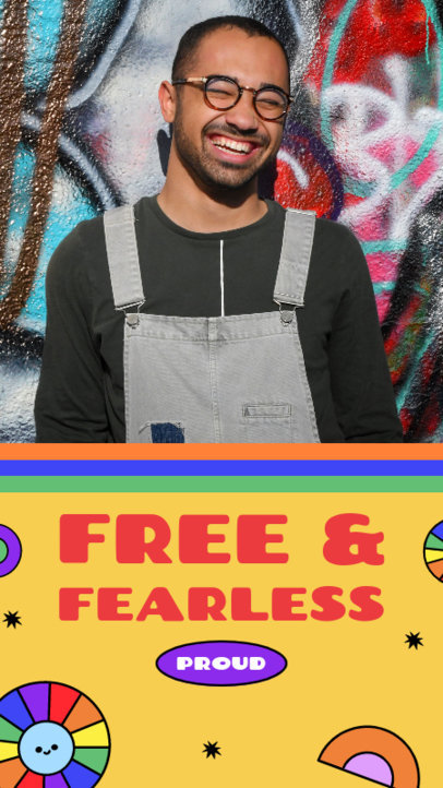 Colorful Instagram Story Template for LGBT Pride Month Featuring Rainbow Stickers