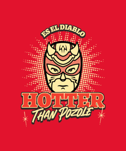 Fun T-Shirt Design Template with a Graphic of a Mexican Wrestler's Mask 4982d-el1