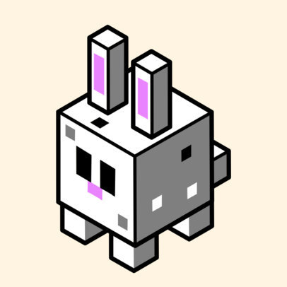 Minecraft-Inspired Twitch Badge Creator Featuring a Rabbit Clipart 5024c