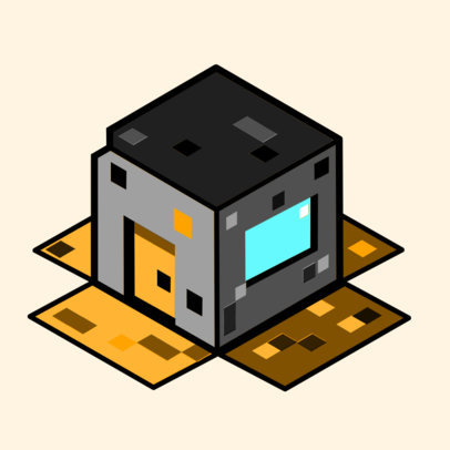Minecraft-Inspired Twitch Sub Badge Template Featuring a Buiding Coming Out of a Box 5024b