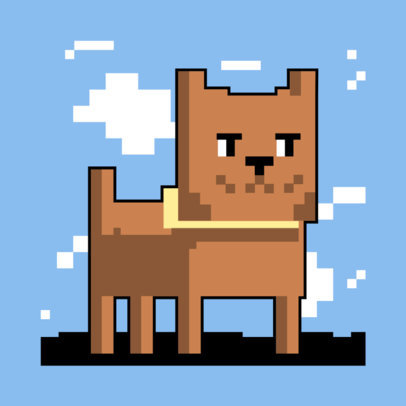 Twitch Sub Badge Template Featuring a Minecraft-Inspired 8-Bit Dog 5023a
