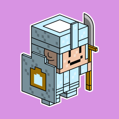 Minecraft-Inspired Twitch Badge Generator Featuring a Cute Warrior Graphic 5023c