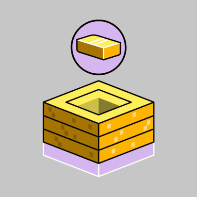 Minecraft-Inspired Twitch Sub Badge Creator Featuring a Gold Ingot Clipart 5023b